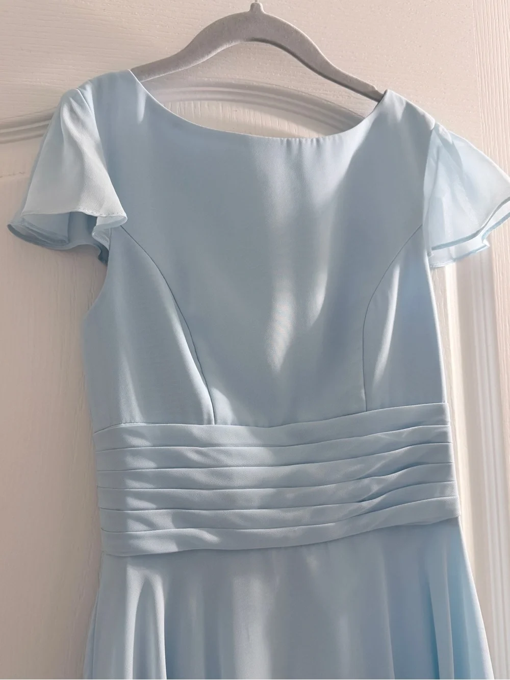 Azazie Sky Blue Chiffon Dress Youth 6 -Worn Once- Wedding Junior Bridesmaid
